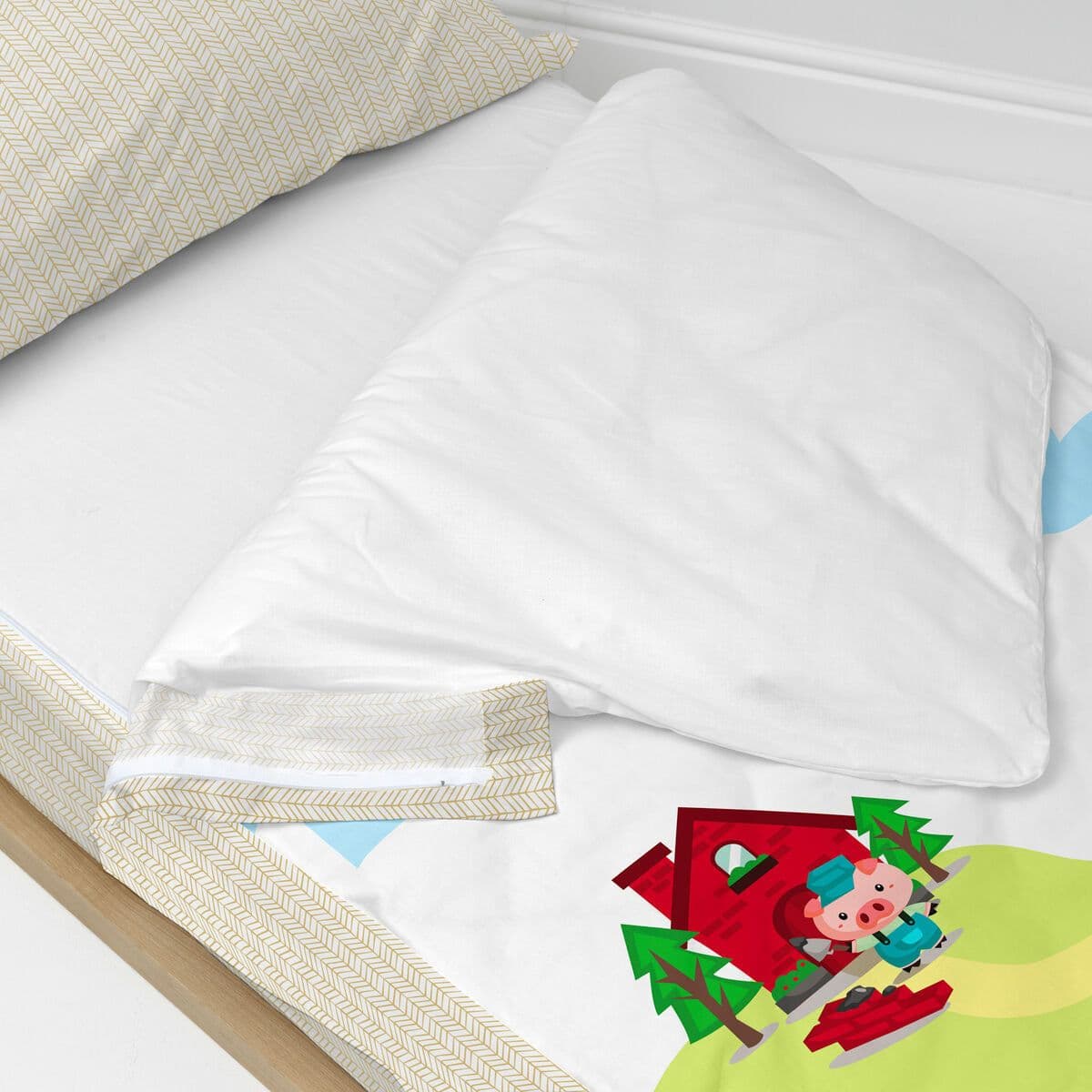 image-Quilted Zipper Bedding HappyFriday Mr Fox Piggys Multicolour 105 x 200 cm
