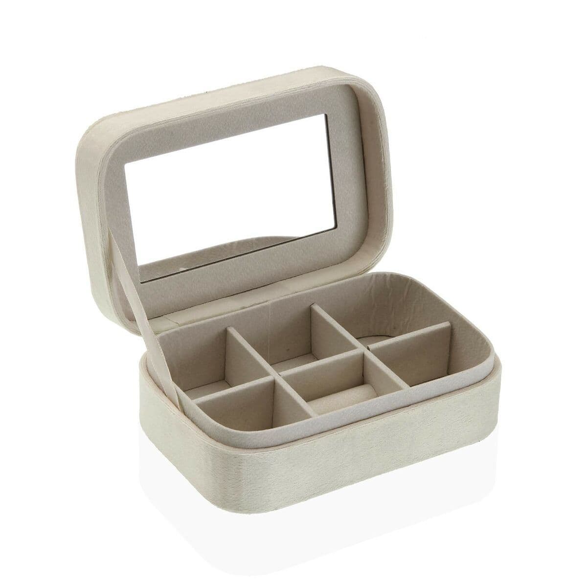 image-Jewelry box Versa Cream Wood Mirror MDF Wood 10 x 6 x 14,7 cm