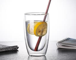 image-Household Double Layer Transparent Glass Water Cup