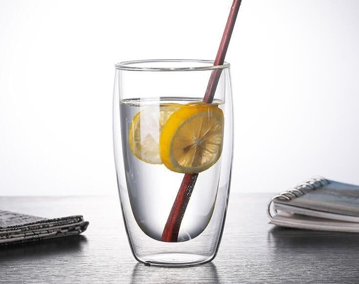 image-Household Double Layer Transparent Glass Water Cup