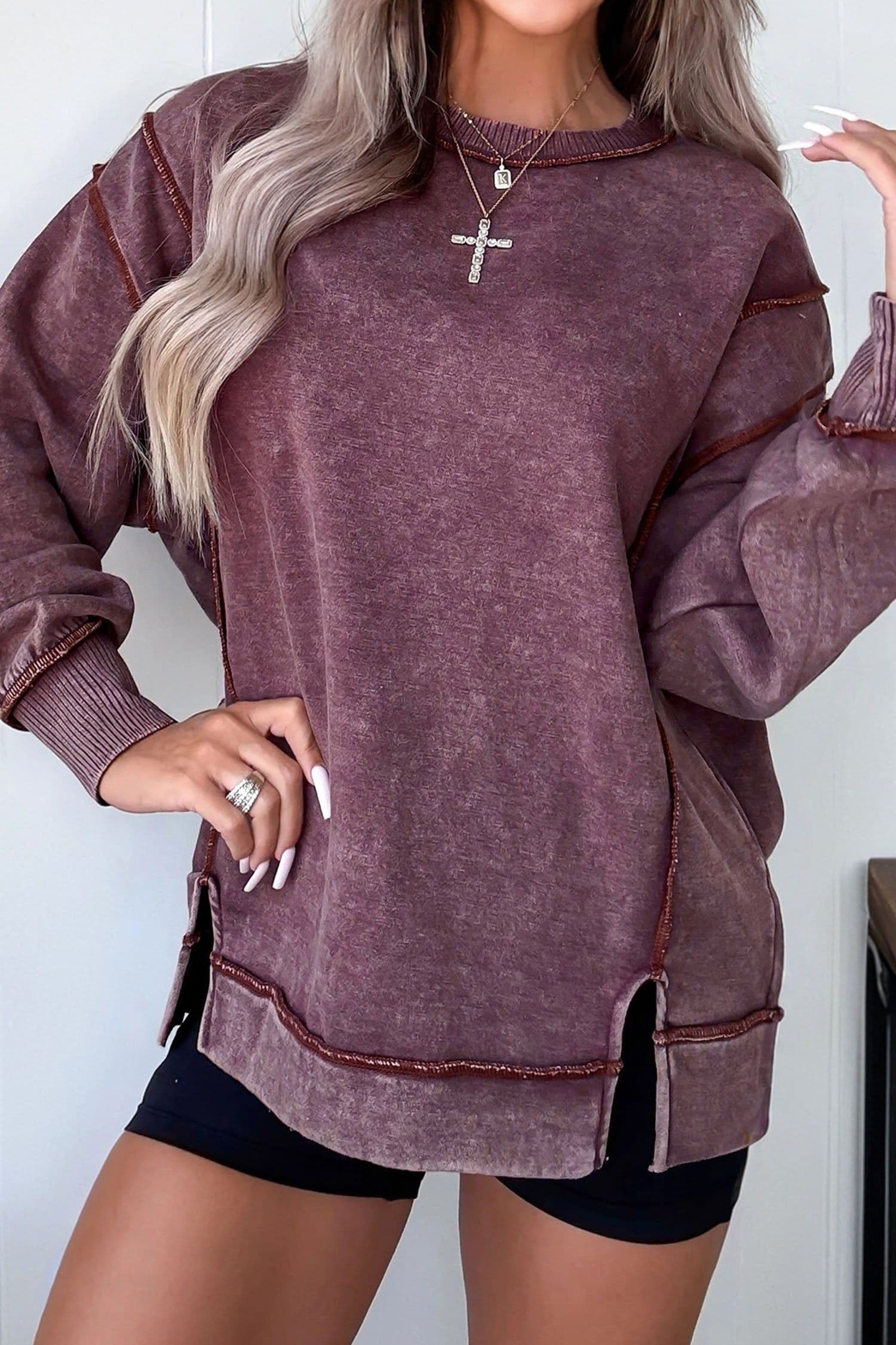 image-Valerian Mineral Wash Sweatshirt - Exposed Seam