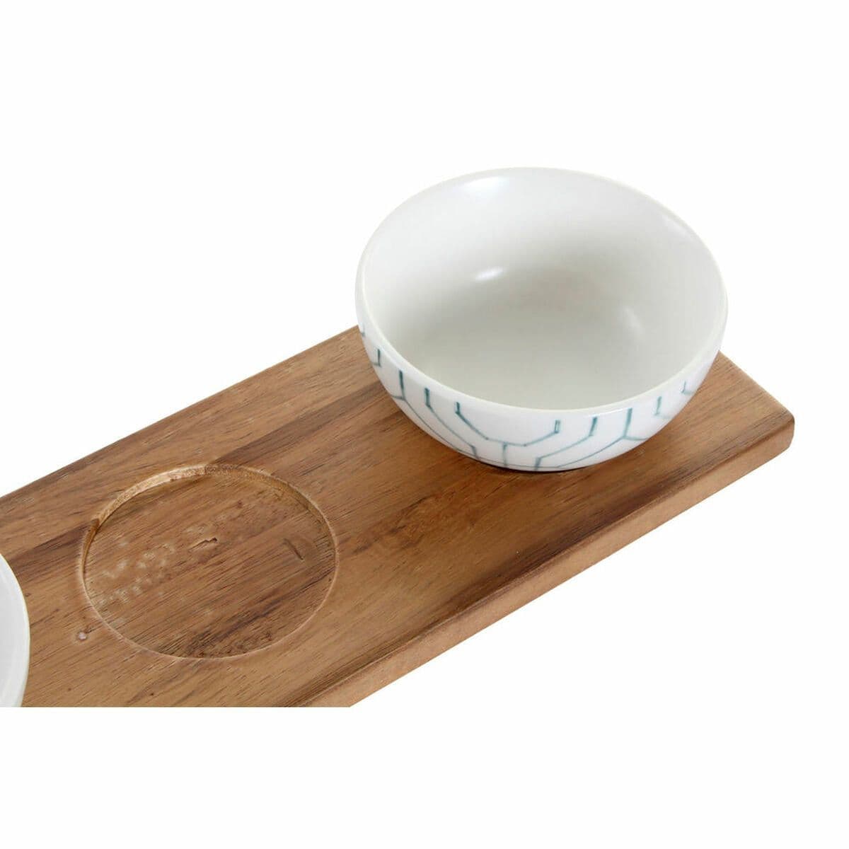 image-Appetizer Set DKD Home Decor White Navy Blue Porcelain Acacia Plastic Oriental 4 Pieces 30 x 9,5 x 1,3 cm