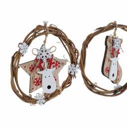 image-Christmas bauble DKD Home Decor Wood (3 pcs) (14 x 1 x 18 cm)