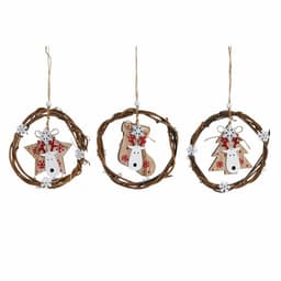 image-Christmas bauble DKD Home Decor Wood (3 pcs) (14 x 1 x 18 cm)