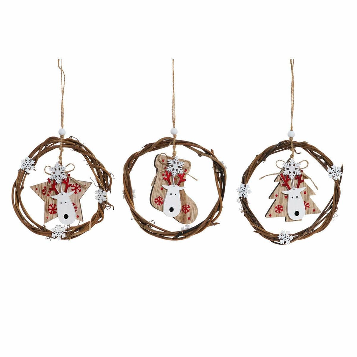 image-Christmas bauble DKD Home Decor Wood (3 pcs) (14 x 1 x 18 cm)