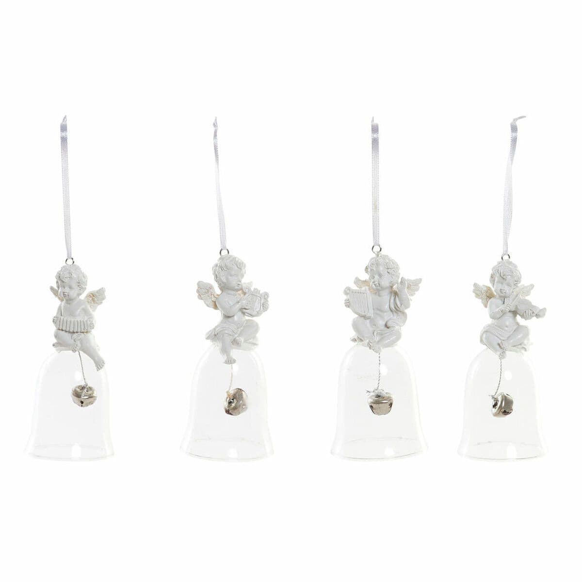 image-Christmas bauble DKD Home Decor Resin Crystal Angel (4 pcs) (5 x 5 x 10.5 cm)