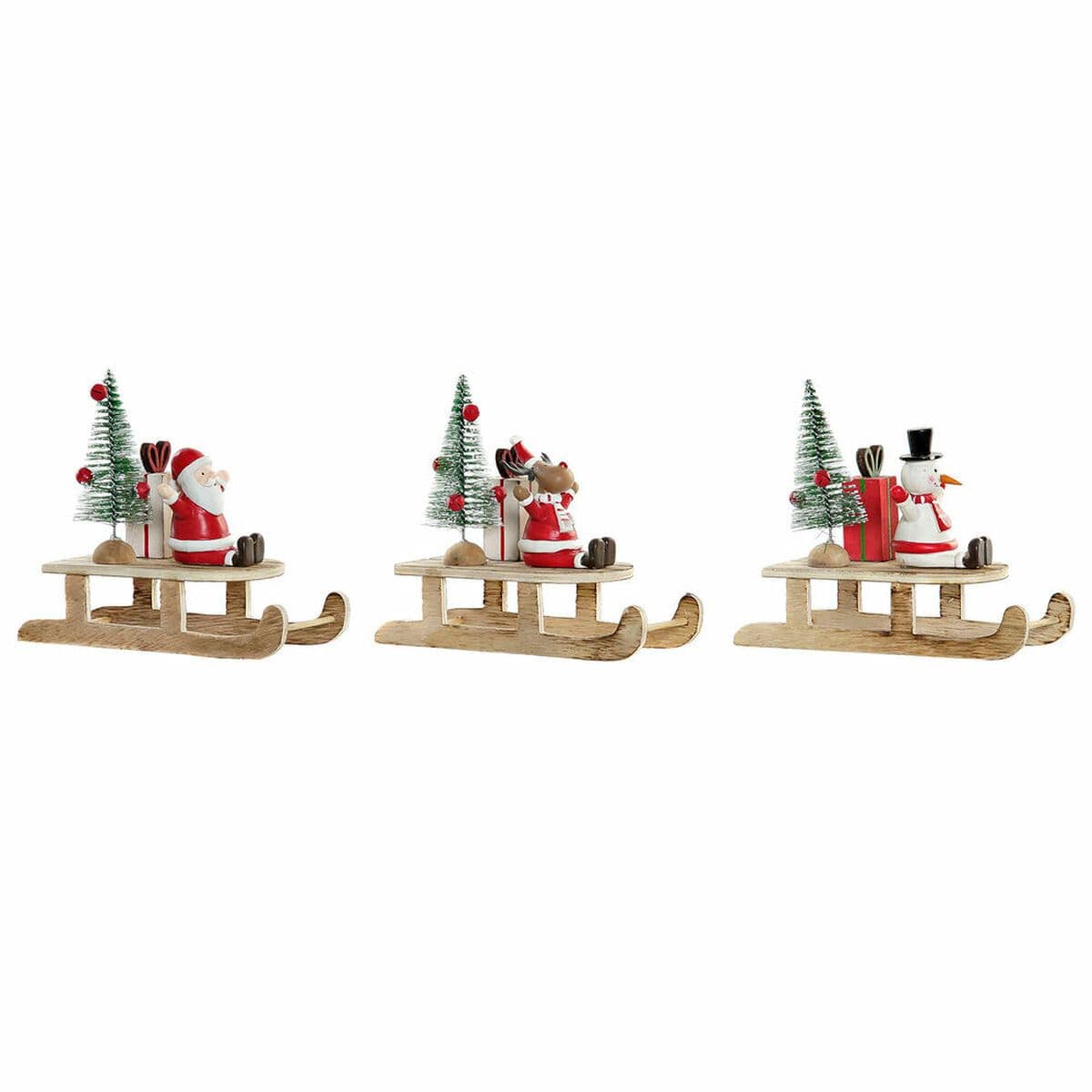 image-Christmas bauble DKD Home Decor Wood Father Christmas (14 x 6 x 13 cm) (3 pcs)