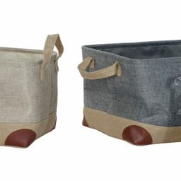 image-Multi-purpose basket DKD Home Decor Beige Grey Light brown 40 x 30 x 24 cm Wood 3 Pieces (3 Units)
