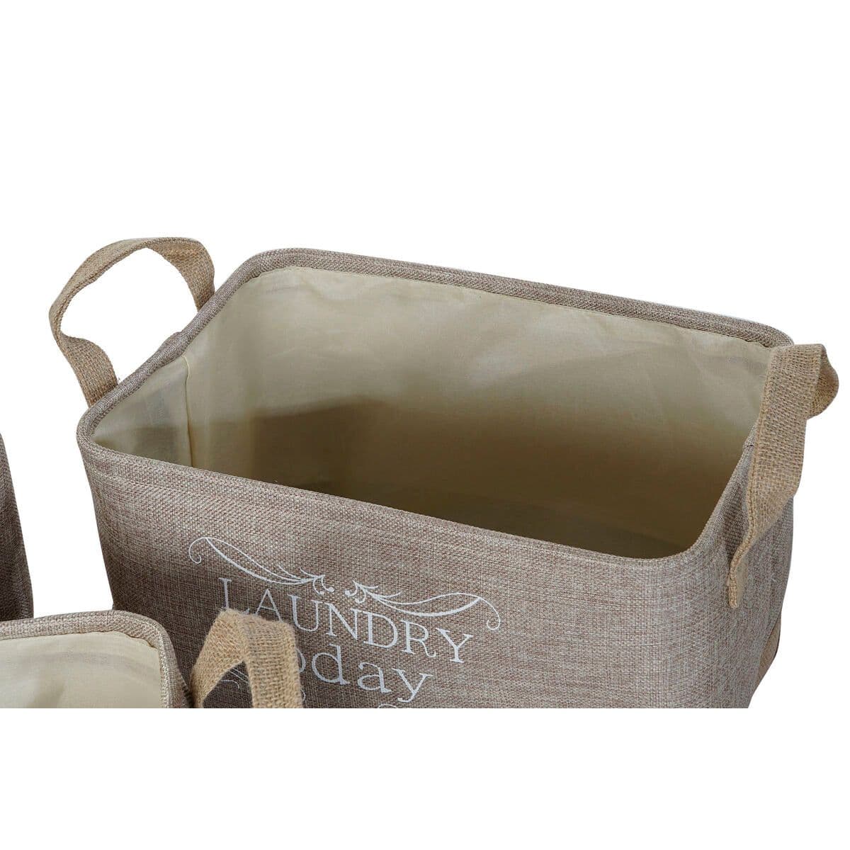 image-Multi-purpose basket DKD Home Decor Beige Grey Light brown 40 x 30 x 24 cm Wood 3 Pieces (3 Units)