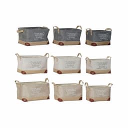 image-Multi-purpose basket DKD Home Decor Beige Grey Light brown 40 x 30 x 24 cm Wood 3 Pieces (3 Units)
