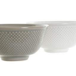 image-Bowl DKD Home Decor White Grey Porcelain Vintage 12,5 x 12,5 x 6,5 cm 2 Pieces