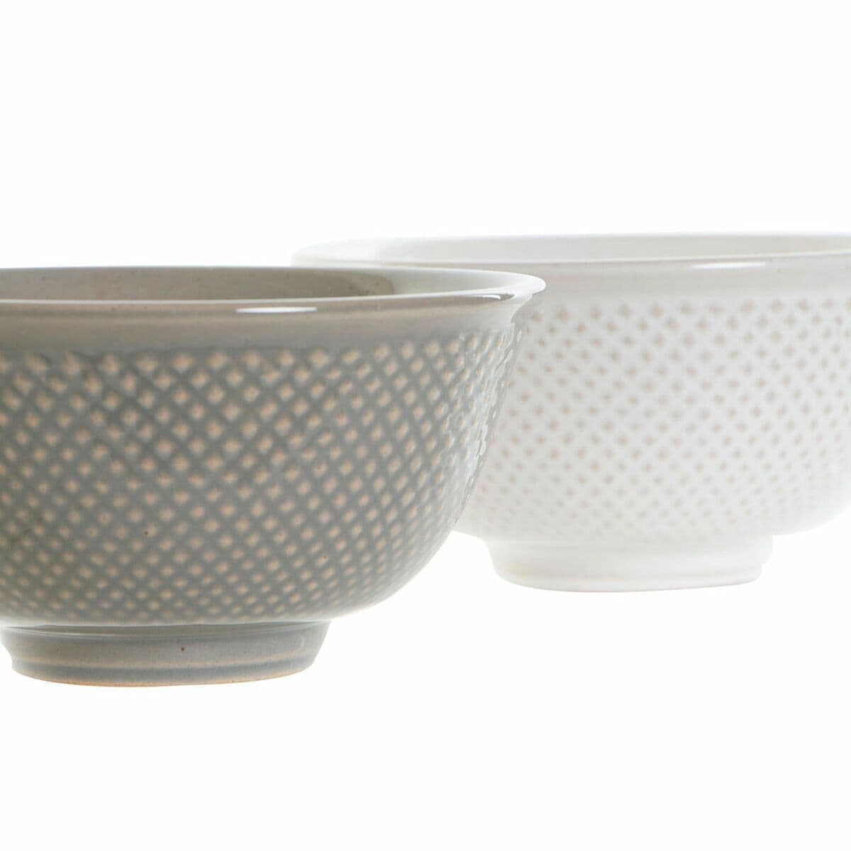 image-Bowl DKD Home Decor White Grey Porcelain Vintage 12,5 x 12,5 x 6,5 cm 2 Pieces