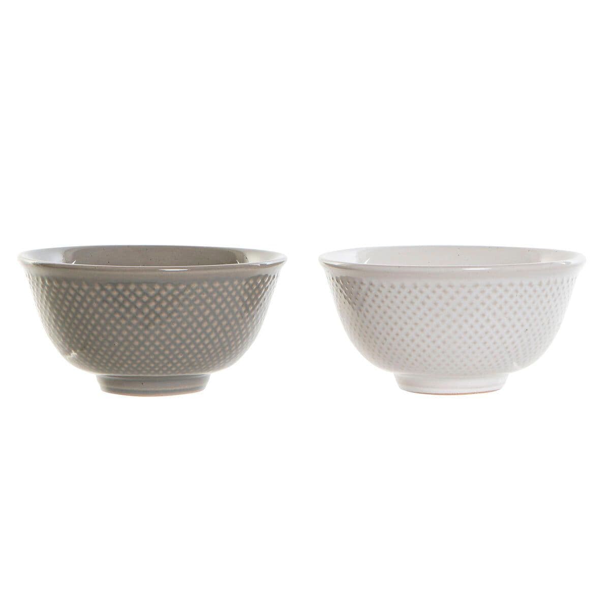 image-Bowl DKD Home Decor White Grey Porcelain Vintage 12,5 x 12,5 x 6,5 cm 2 Pieces