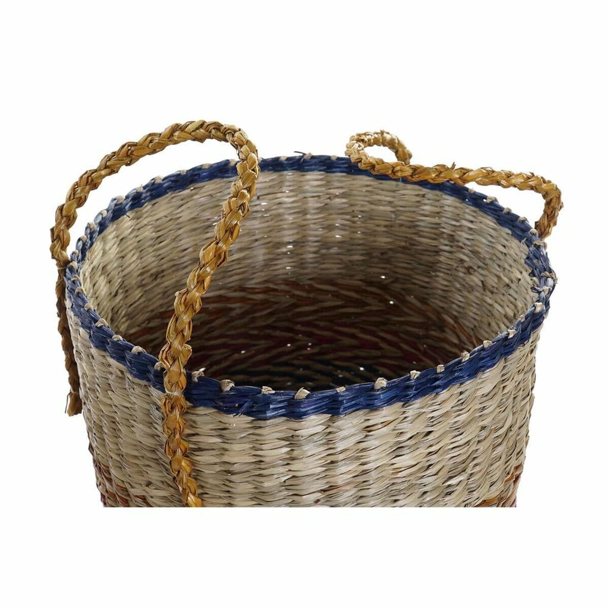 image-Basket set DKD Home Decor Orange Green Seagrass (35 x 22 x 46 cm) (2 pcs)
