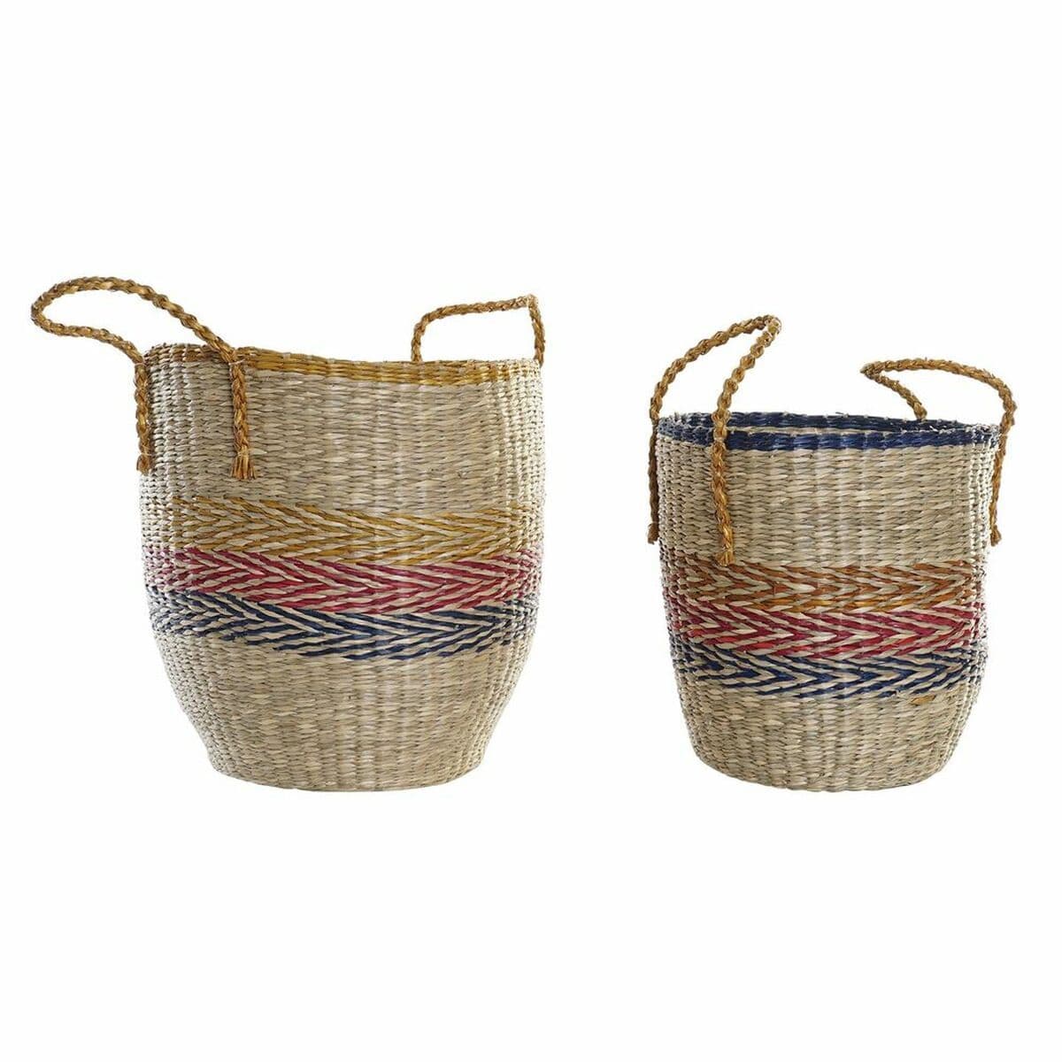 image-Basket set DKD Home Decor Orange Green Seagrass (35 x 22 x 46 cm) (2 pcs)