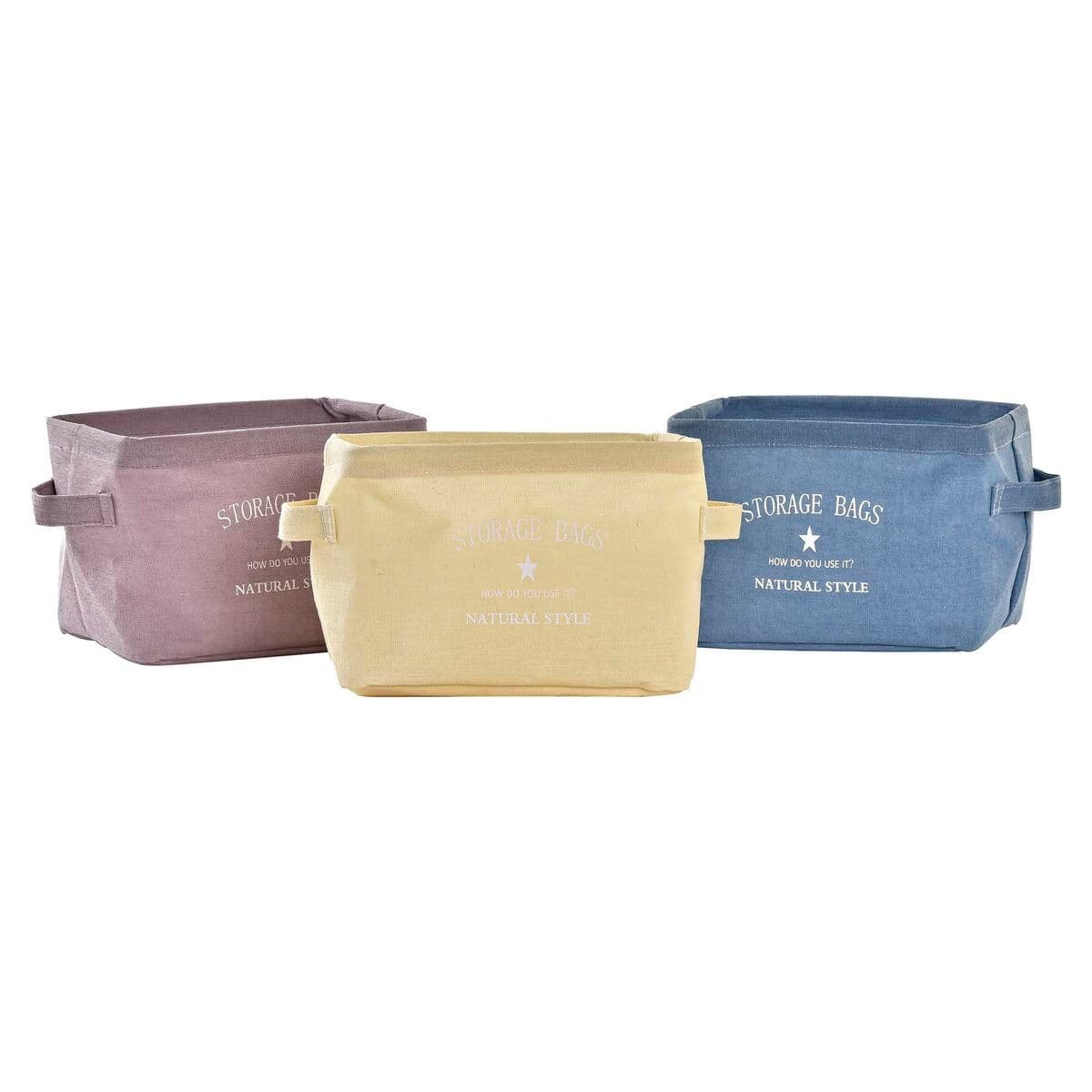 image-Basket DKD Home Decor Yellow Blue Maroon Canvas Modern 20 x 16 x 15 cm (3 Units)