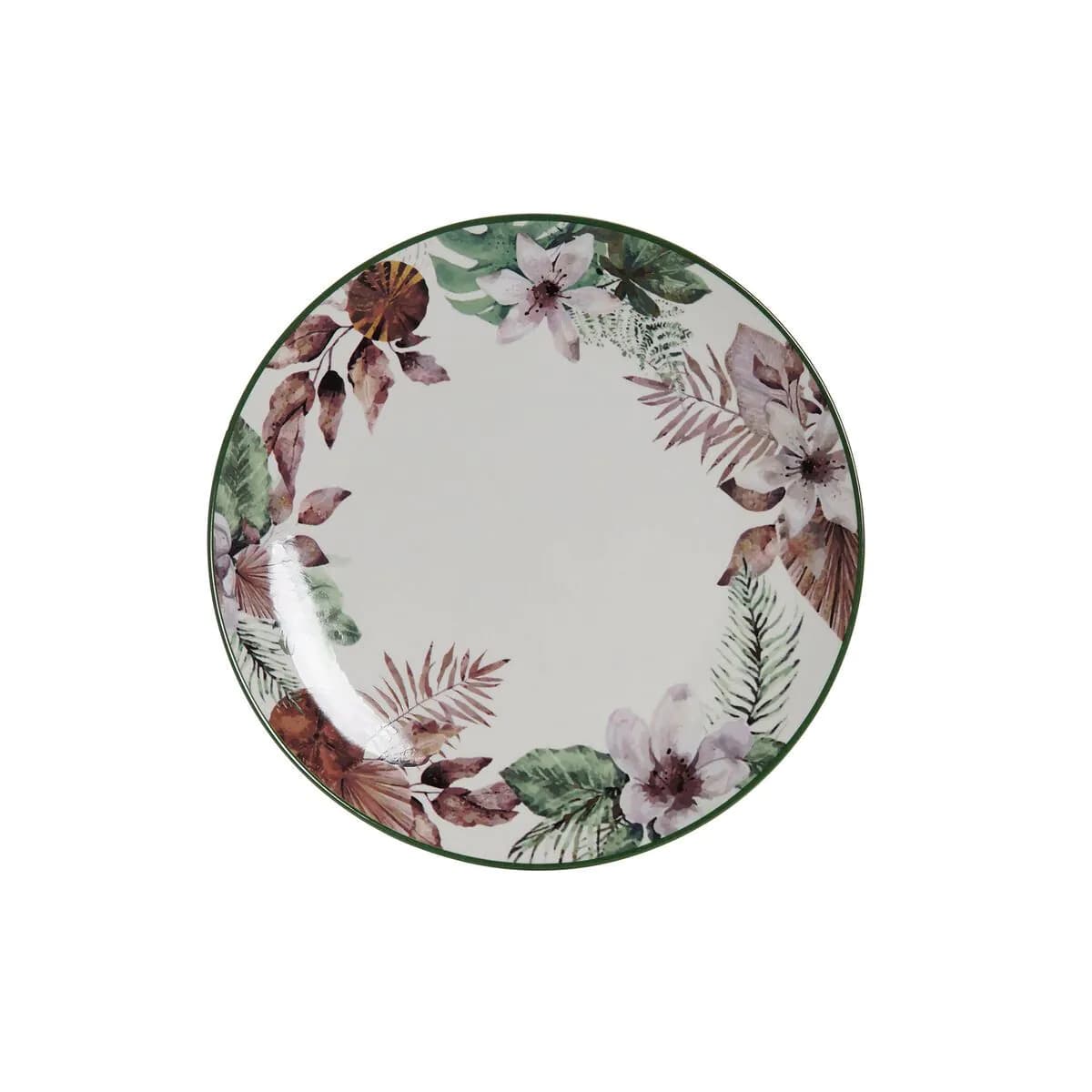 image-Flat plate DKD Home Decor Flowers Porcelain (27 x 27 x 2 cm)