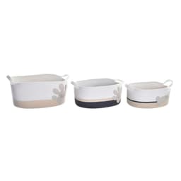 image-Basket set DKD Home Decor White Grey Cream 60 x 31 x 25 cm 3 Pieces