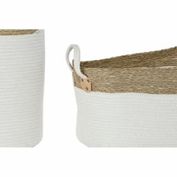 image-Basket set DKD Home Decor White Brown Natural Fibre 41 x 41 x 52,5 cm