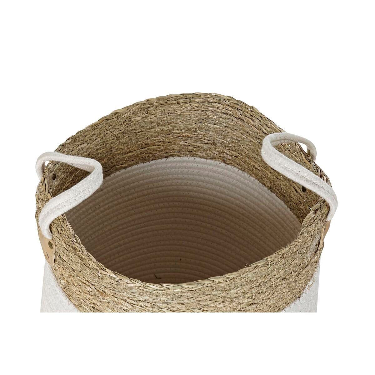 image-Basket set DKD Home Decor White Brown Natural Fibre 41 x 41 x 52,5 cm