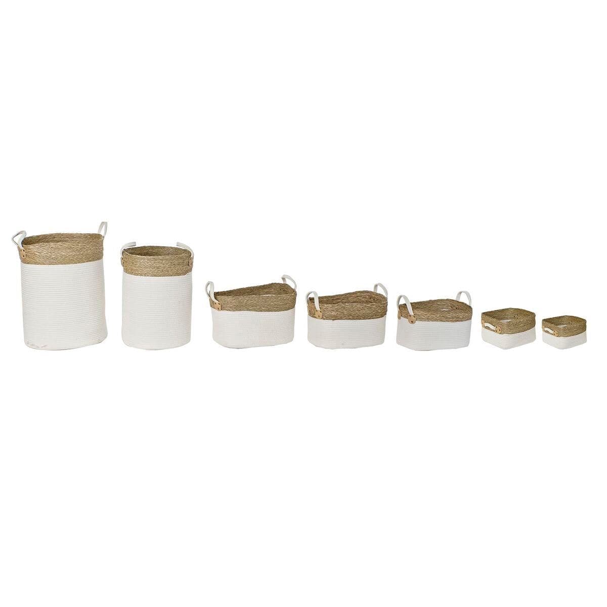 image-Basket set DKD Home Decor White Brown Natural Fibre 41 x 41 x 52,5 cm