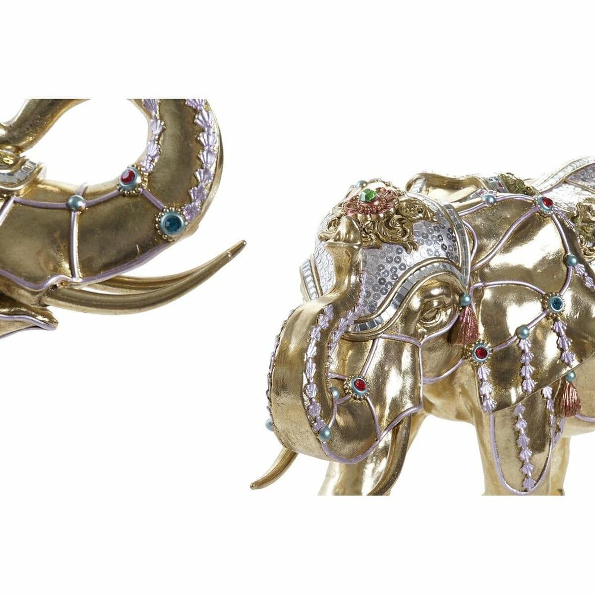 image-Decorative Figure DKD Home Decor Elephant Golden Resin Multicolour (45,5 x 20 x 35 cm) (2 Units)