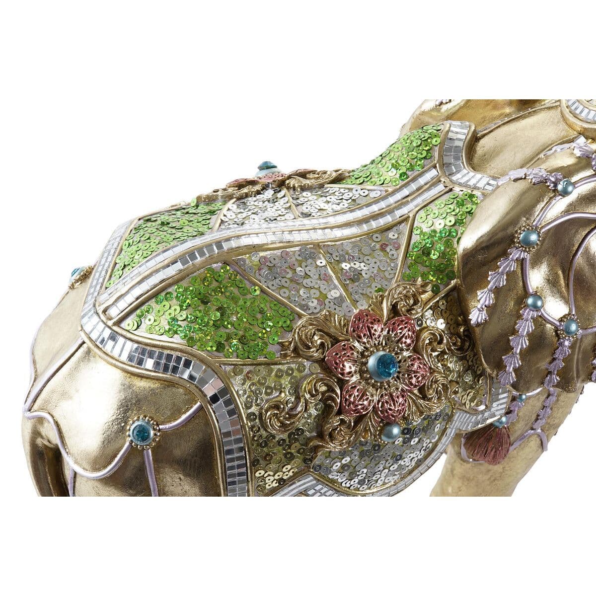 image-Decorative Figure DKD Home Decor Elephant Golden Resin Multicolour (45,5 x 20 x 35 cm) (2 Units)