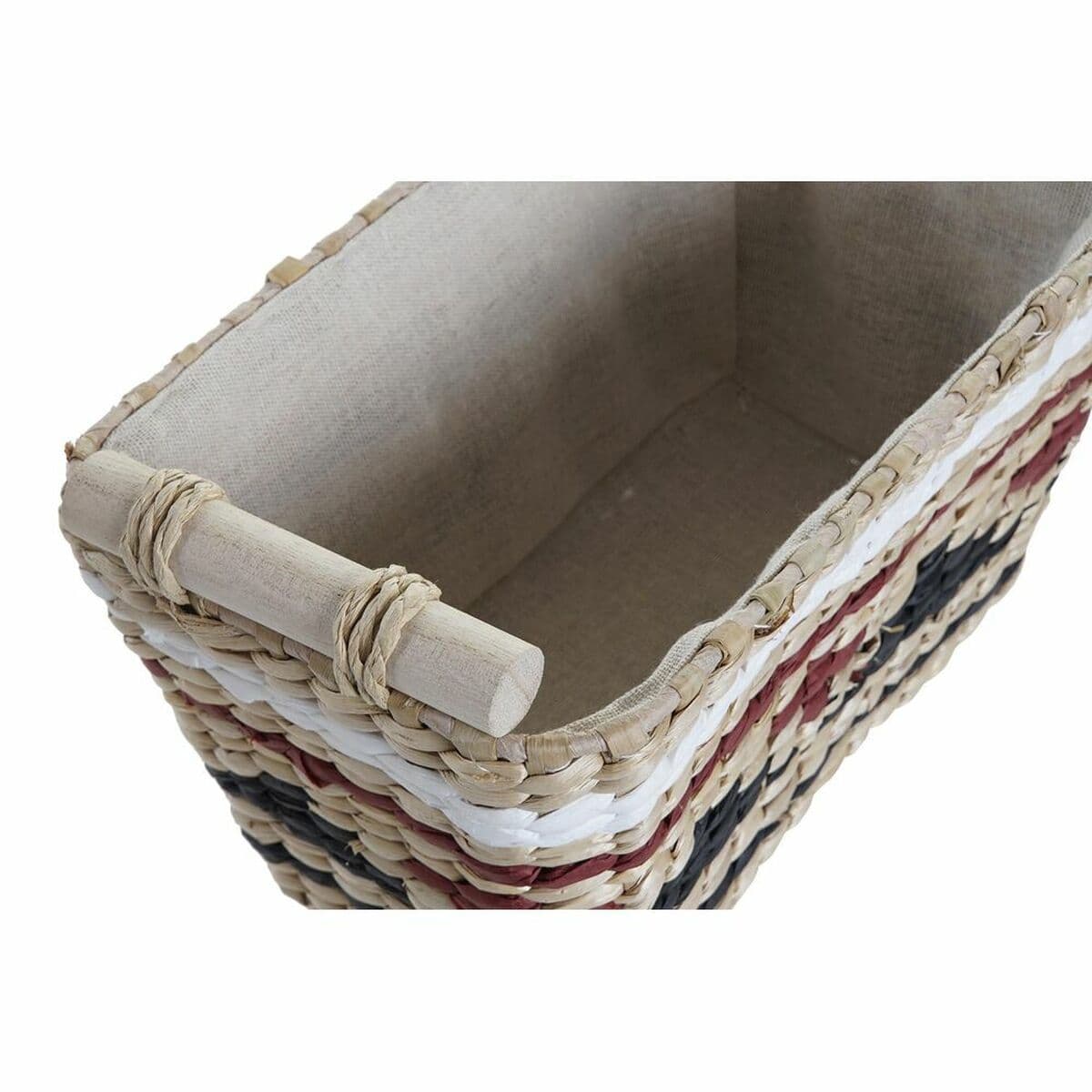 image-Basket set DKD Home Decor White Black Maroon Natural Natural Fibre 39 x 27 x 24 cm 3 Pieces