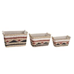 image-Basket set DKD Home Decor White Black Maroon Natural Natural Fibre 39 x 27 x 24 cm 3 Pieces