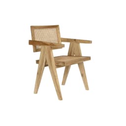 image-Dining Chair DKD Home Decor Natural Teak Rattan (58 x 56 x 82 cm)