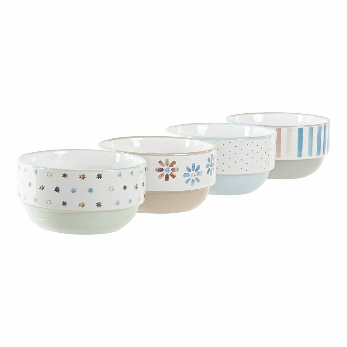 image-Set of bowls DKD Home Decor Stoneware 460 ml 12 x 12 x 6,5 cm (4 Units)