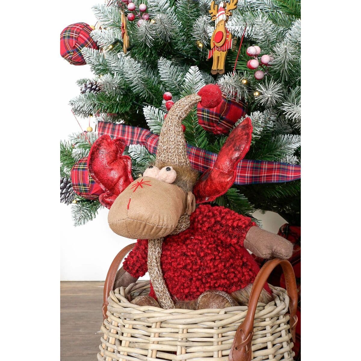 image-Christmas bauble DKD Home Decor Red Grey Reindeer 27 x 19 x 32 cm (2 Units)