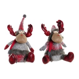 image-Christmas bauble DKD Home Decor Red Grey Reindeer 27 x 19 x 32 cm (2 Units)
