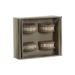 image-Napkin ring DKD Home Decor Natural Jute Resin Aluminium 6 x 3 x 6 cm 4 Pieces