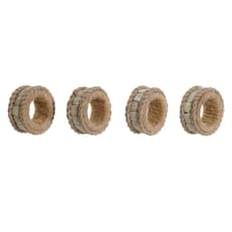 image-Napkin ring DKD Home Decor Natural Jute Resin Aluminium 6 x 3 x 6 cm 4 Pieces