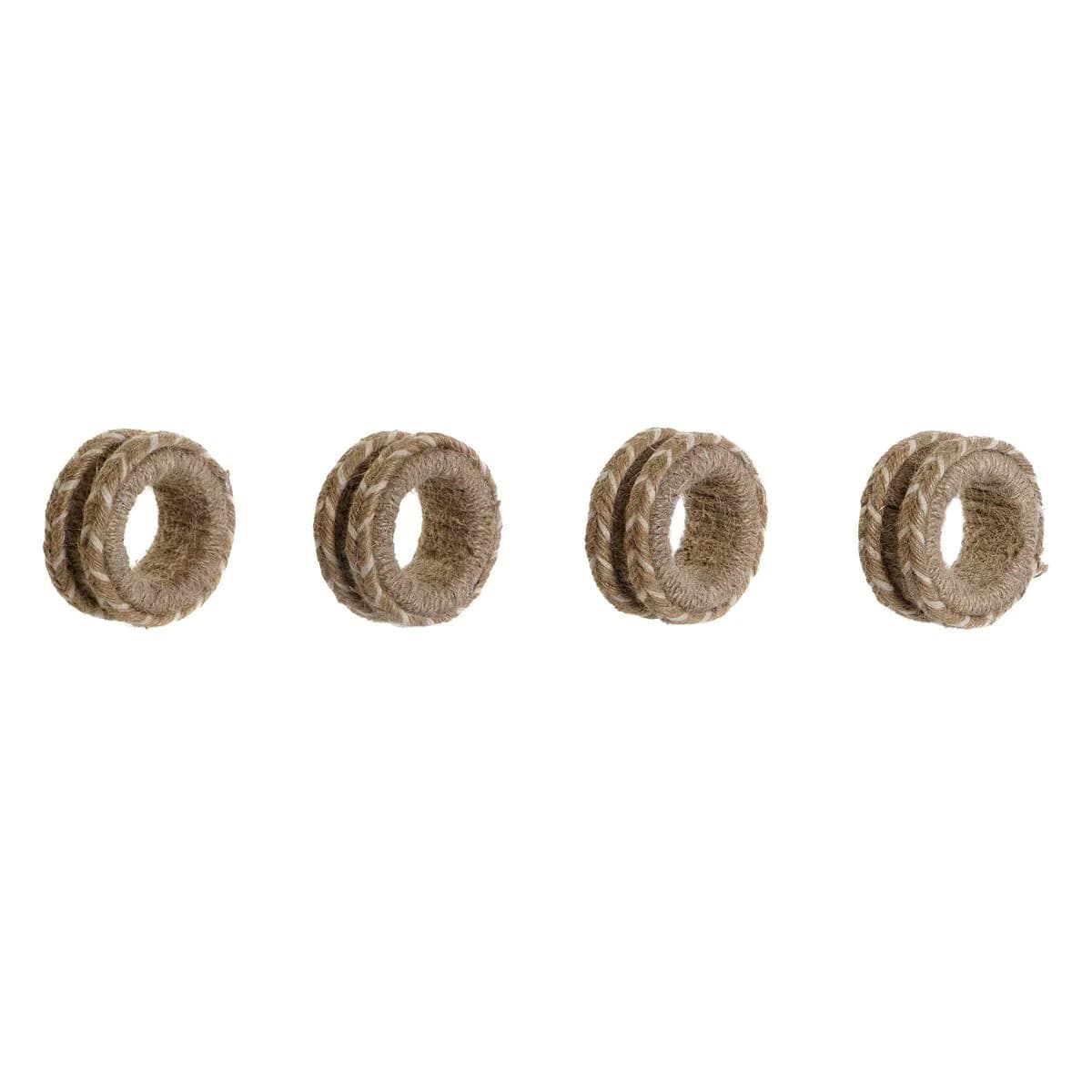 image-Napkin ring DKD Home Decor Natural Jute Mango wood 6 x 3 x 6 cm 4 Pieces
