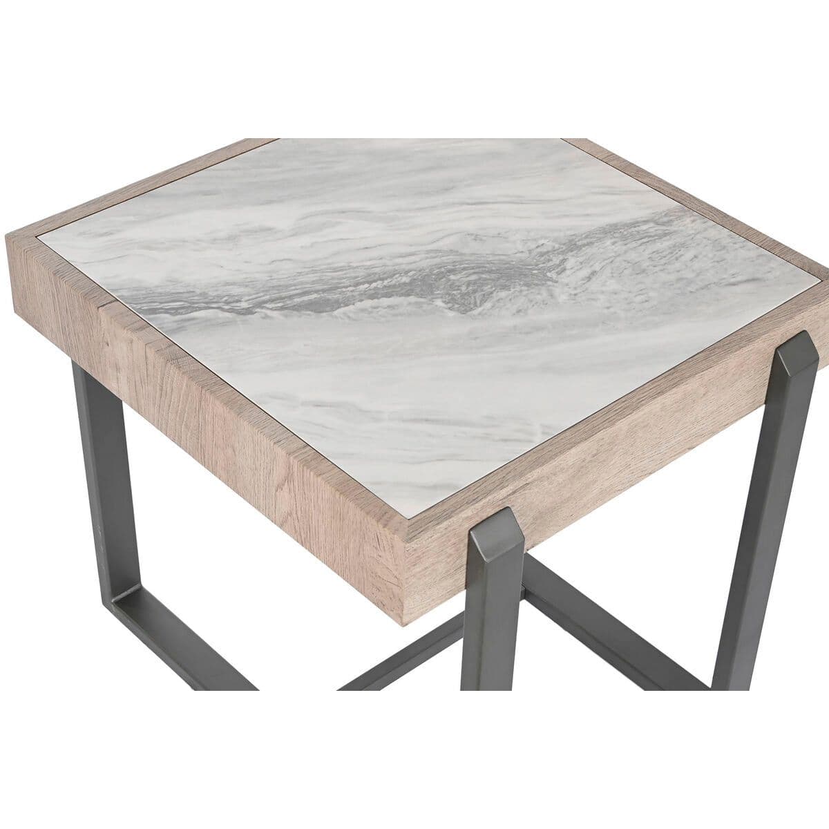 image-Side table Home ESPRIT White Grey Natural Metal 50 x 50 x 50 cm