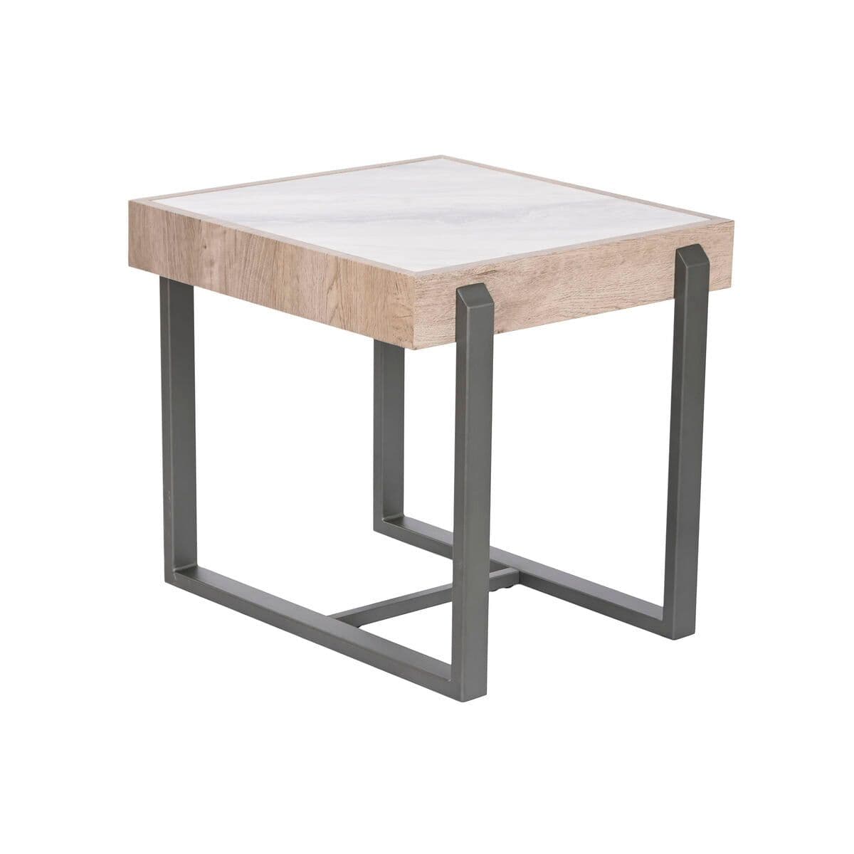 image-Side table Home ESPRIT White Grey Natural Metal 50 x 50 x 50 cm