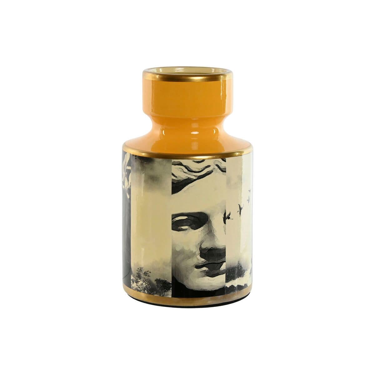 image-Vase Home ESPRIT Yellow Black Golden Porcelain 14 x 14 x 24,5 cm