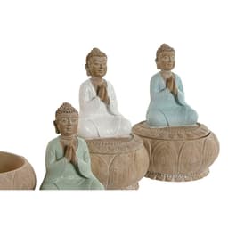 image-Decorative Figure Home ESPRIT White Green Turquoise Oriental 11 x 11 x 15 cm (3 Units)