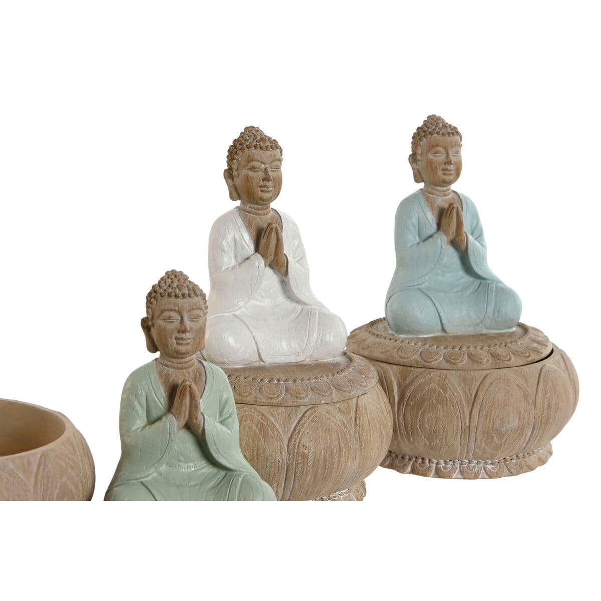 image-Decorative Figure Home ESPRIT White Green Turquoise Oriental 11 x 11 x 15 cm (3 Units)