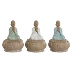 image-Decorative Figure Home ESPRIT White Green Turquoise Oriental 11 x 11 x 15 cm (3 Units)