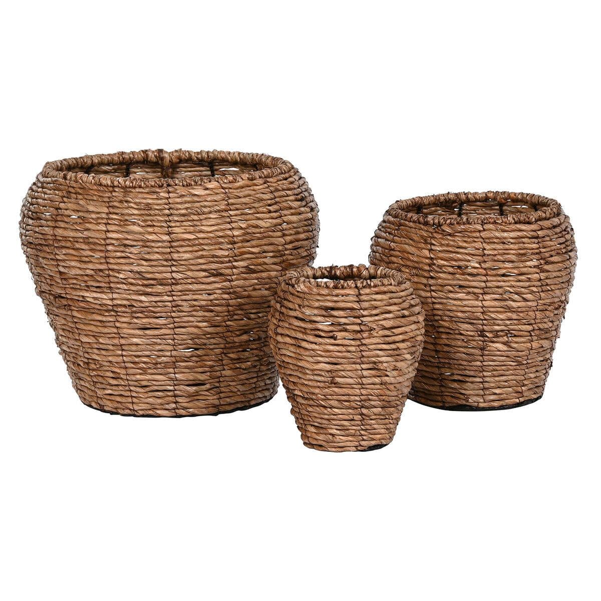 image-Set of Planters Home ESPRIT Brown Metal Fibre 41 x 41 x 32 cm
