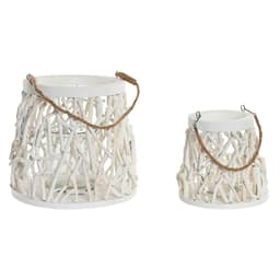 image-Candleholder Home ESPRIT White Wood Crystal 35 x 35 x 32 cm (2 Units)