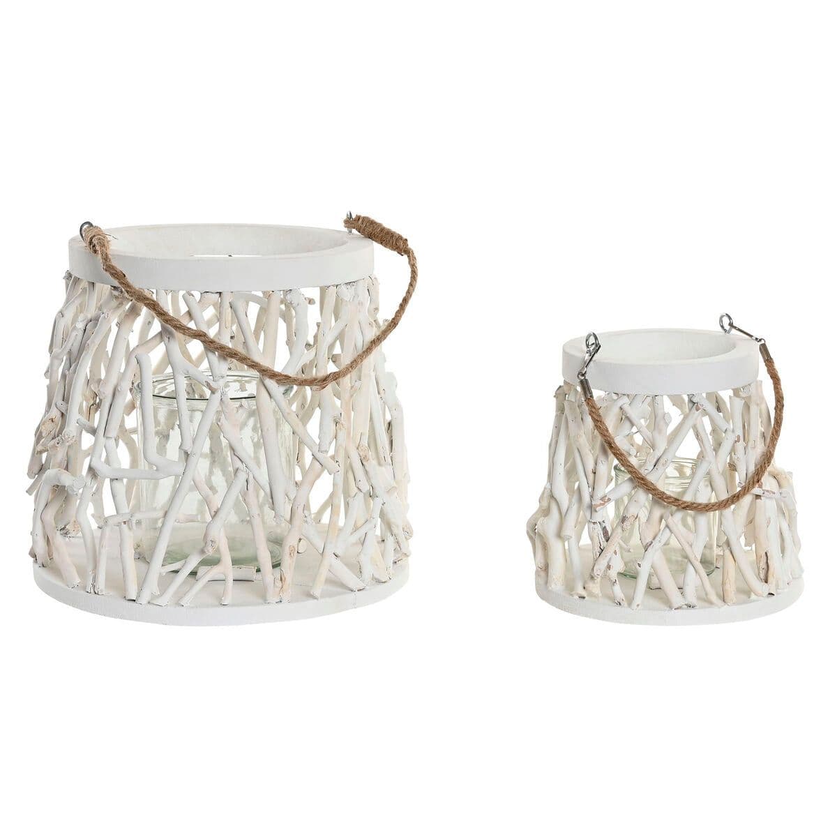 image-Candleholder Home ESPRIT White Wood Crystal 35 x 35 x 32 cm (2 Units)