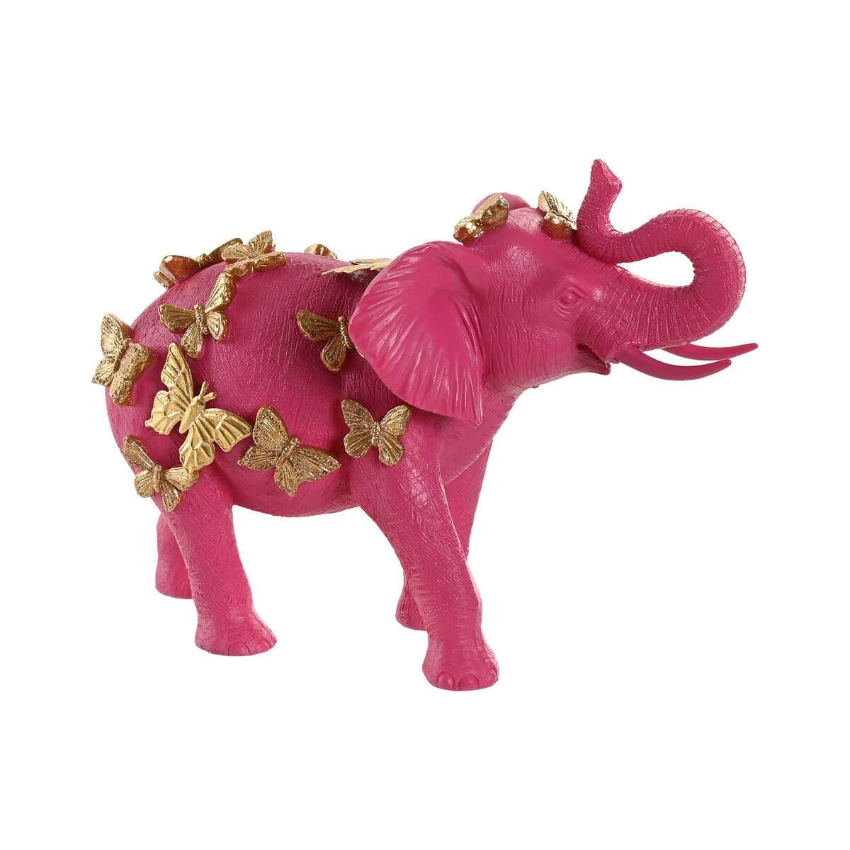 image-Decorative Figure Home ESPRIT Golden Fuchsia Elephant 26 x 13,5 x 19 cm