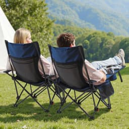 image-VEVOR Reclining Camping Chair, 4 Adjustable Positions, Portable Folding Lounger for Adults, Mesh Beach Chair with Headrest & Foot Rest, Supports 220 lbs, Heavy Duty Camp Chairs for Patio, Blue