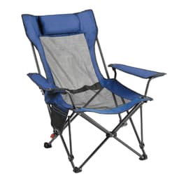 image-VEVOR Reclining Camping Chair, 4 Adjustable Positions, Portable Folding Lounger for Adults, Mesh Beach Chair with Headrest & Foot Rest, Supports 220 lbs, Heavy Duty Camp Chairs for Patio, Blue