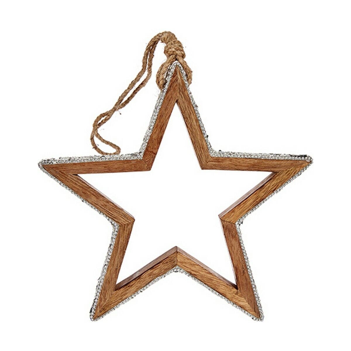 image-Christmas bauble Star Glitter Shape 23 x 2,5 x 40 cm Silver Wood