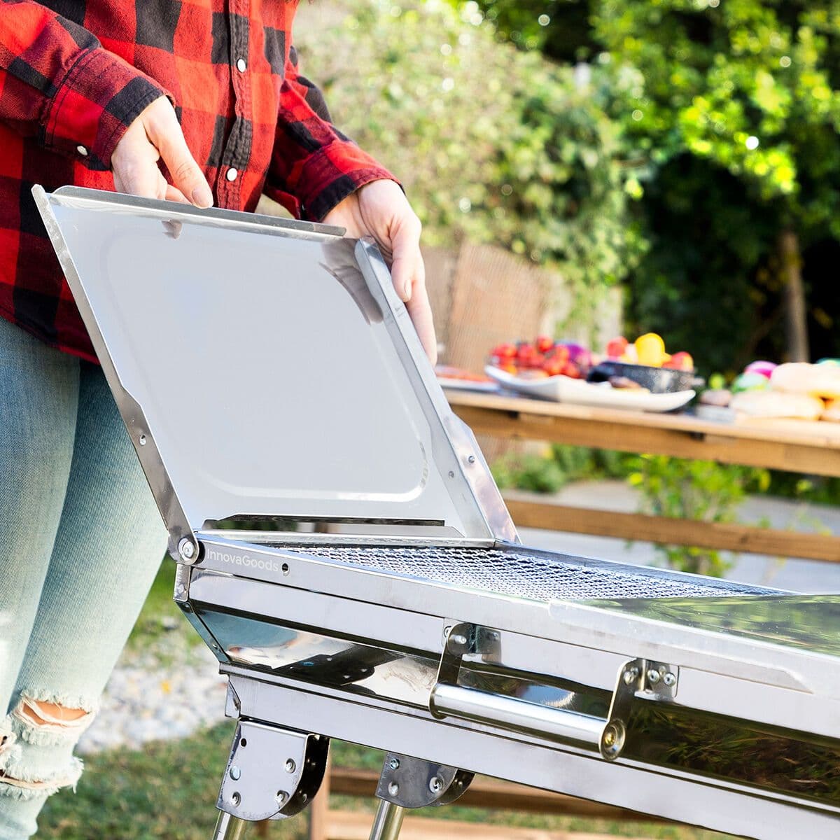 image-Stainless Steel Foldable Charcoal BBQ ExelQ InnovaGoods